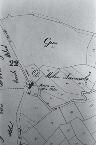 1832 - Kadasterkaart met de watermolen van Spoordonk